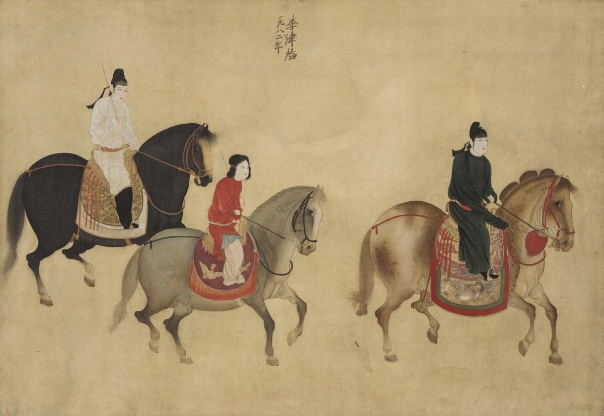 li jin 李津, lady guoguo on a spring outing 虢国夫人游春图, 1982