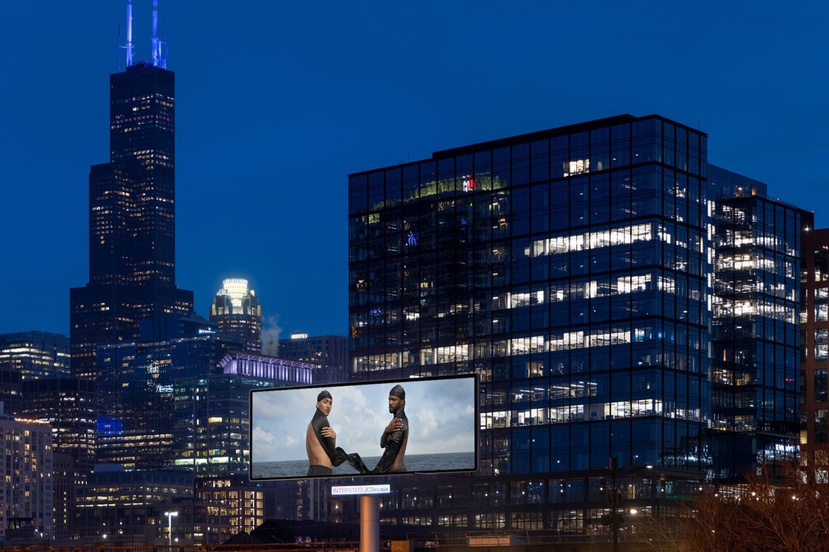 OVERRIDE | A Billboard Project, 2023. Esmaa Mohamoud, The Brotherhood (For Us By Us). Courtesy of Kavi Gupta | Chicago.