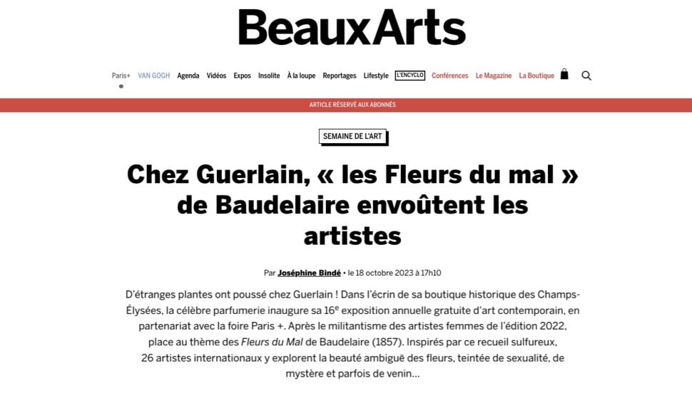 Chez Guerlain, 'les Fleurs du mal' de Baudelaire envoûtent les artistes