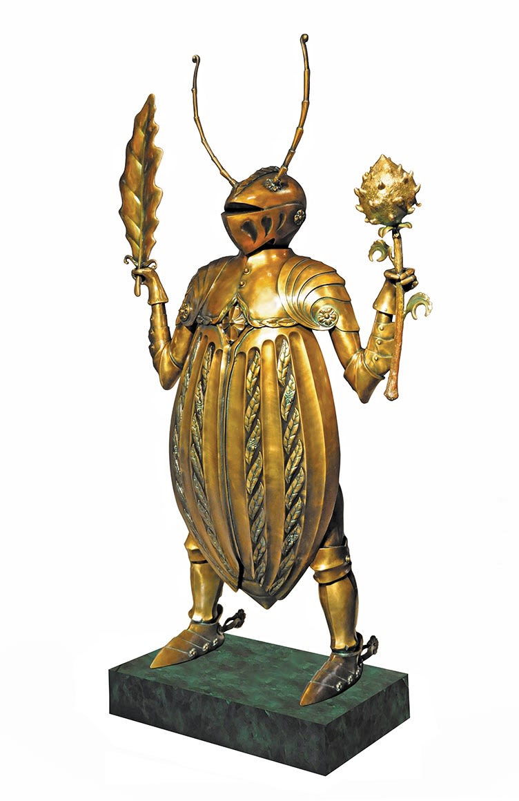 KNIGHT BEETLE LG BRONZE SCULPTURE - LEAF
