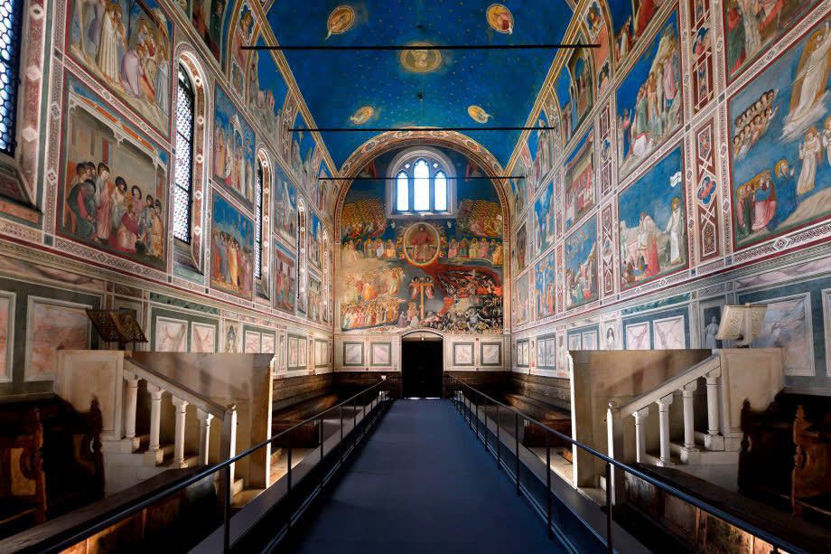 Scrovegni Chapel (also known as the Arena Chapel), about 1305–06, fresco, 68½ft long by 27½ft wide by 41½ft high, by Giotto di Bondone (1266/76–1337), Padua, Italy. Credit: Alamy Stock Photo