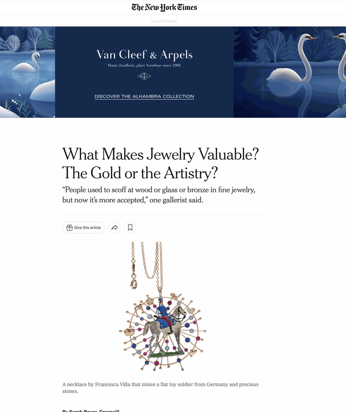 What Makes Jewelry Valuable? The Gold or the Artistry?