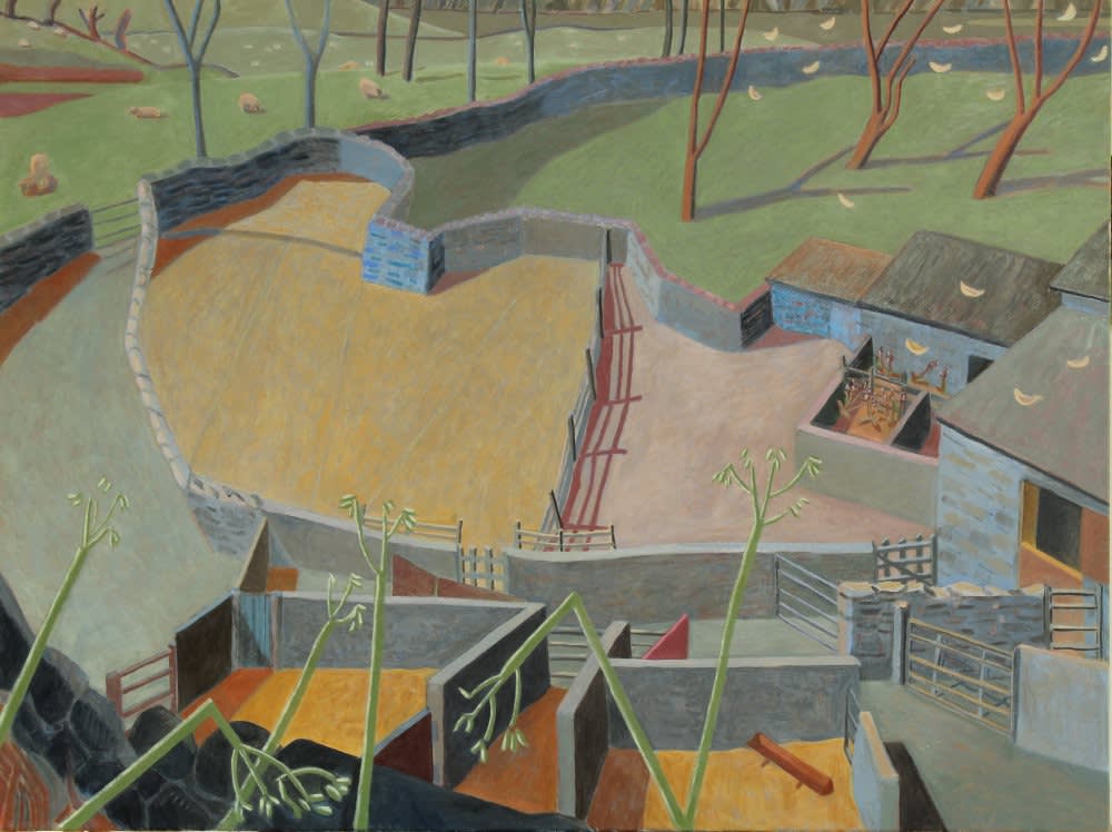 Oil painting by Louise Sturgis, Cumbrian-painter, of a farmhouse in the Lake District