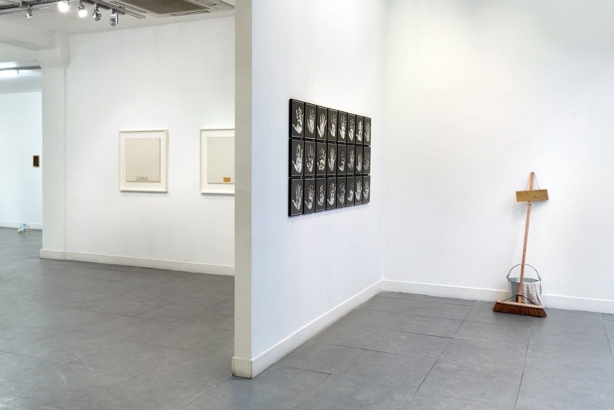 Installation view "Robert Filliou: Hony Soit Qui Mal Y Pense" at Richard Saltoun Gallery, London (5 Dec 2014 - 30 Jan 2015).