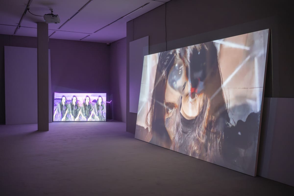 Installation view: Laima Leyton, Me, Myself, I Dance Too. Summer-Dream-Prélude to Hannah Arendt, Kestner Gesellschaft, 2024. Photo: Volker Crone.