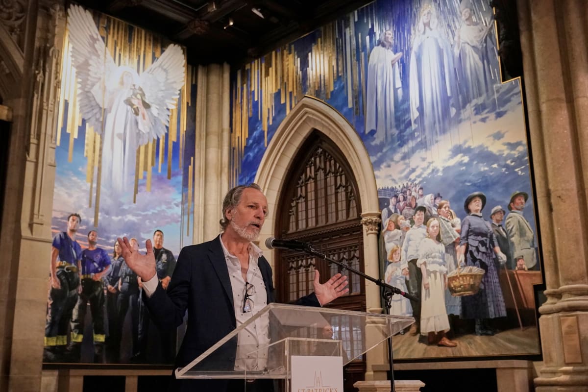 We’re all in this together’: New York cathedral pays tribute to immigrants with new mural