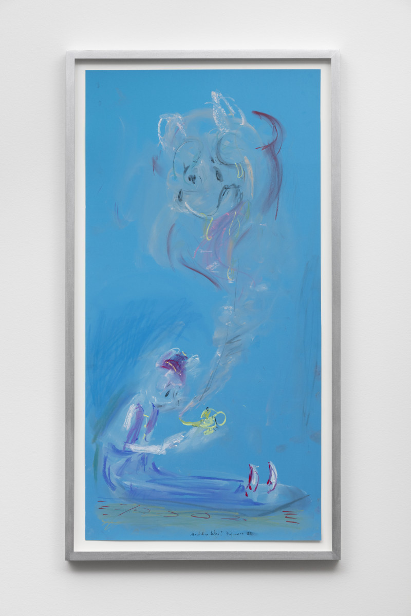 Simon Fujiwara Aladdin Who Makes a Wish?, 2022 Pastel on paper 86,5 x 46,5 x 3,5 cm (34 1/8 x 18 ¼ x 1 3/8 in) (framed)