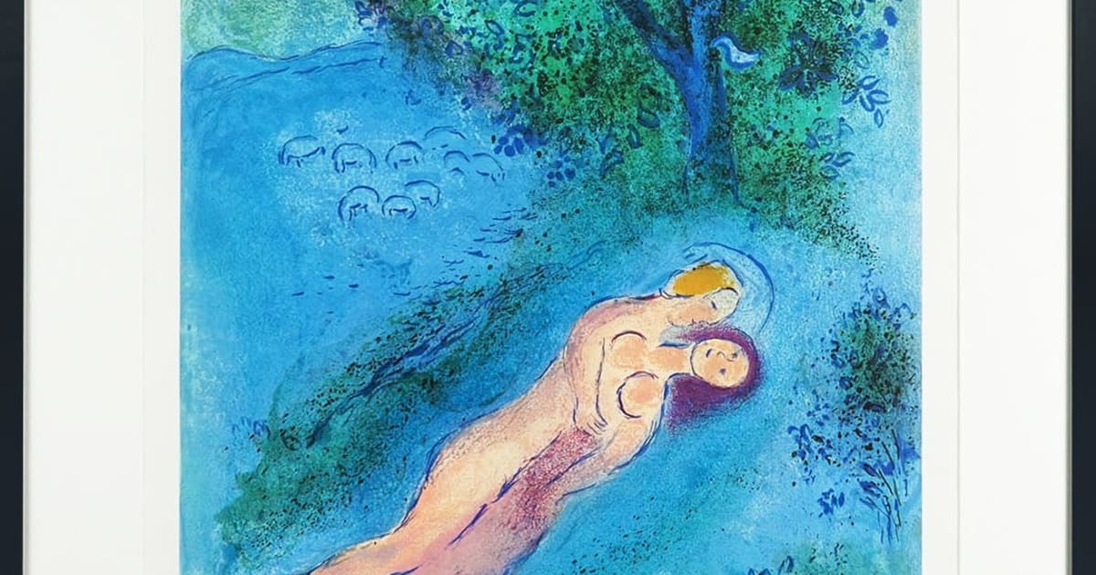 SALE送料無料Marc Chagall、GLADIOLES LE SOIR、海外版超希少レゾネ、新品高級額装付、送料無料 人物画