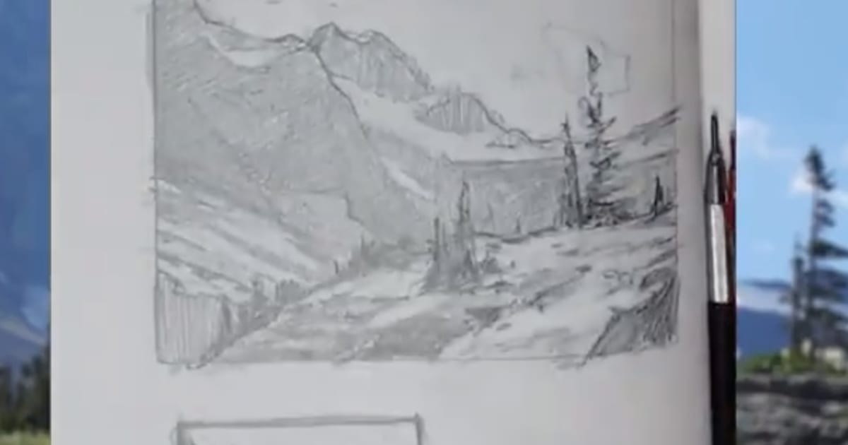 Sketchbook Time Lapse Of A 9x12 Glacier Park Painting Montana