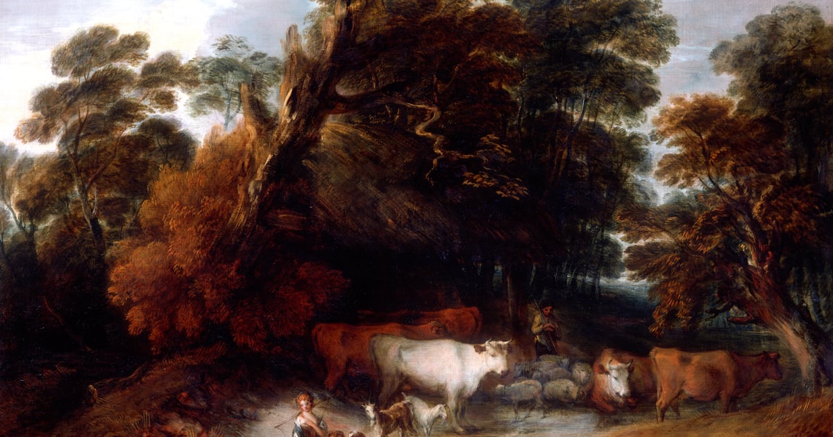 Thomas Gainsborough 1727 1788 Wooded Landscape With Drover And Cattle And Milkmaids Philip Mould Company