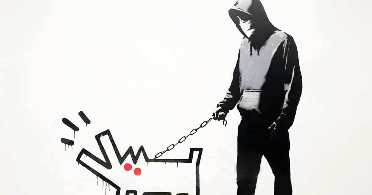 Banksy, Choose Your Weapon - white, 2010 | Maddox Gallery