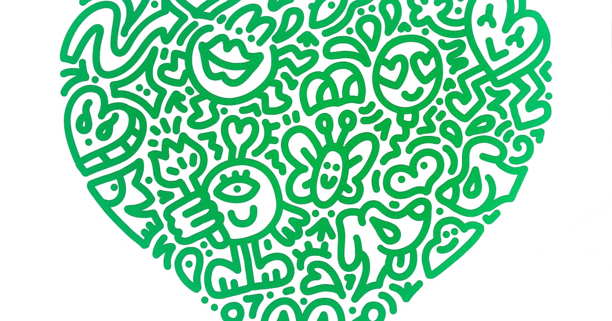 Mr. Doodle, Pop Heart (Green), 2021 | Maddox Gallery