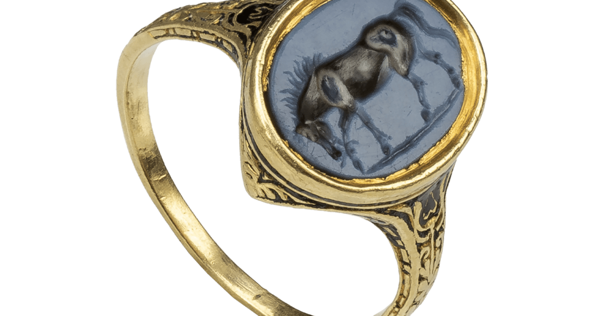 Renaissance ring with Roman horse intaglio Ring Western Europe c. 1580 90 Roman intaglio 1st century AD Les Enluminures