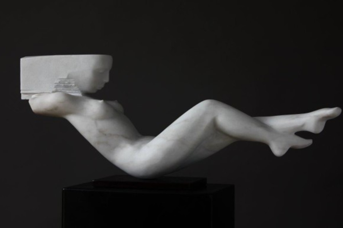 "Horizon" by Rogerio Timoteo - Marble, 30 x 72 x 15 cm
