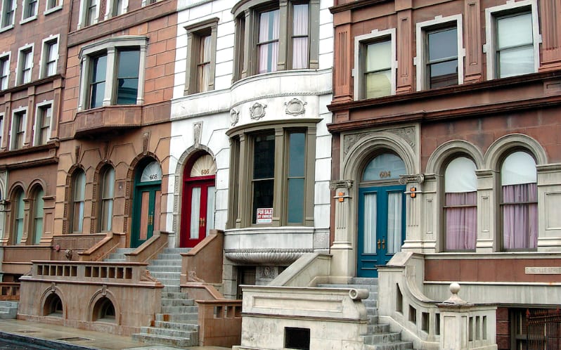 Image of a row of London townhouses. 