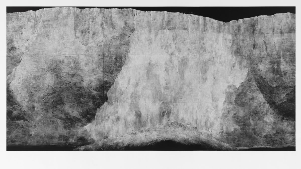 chalkboard painting of mountains by Tacita Dean