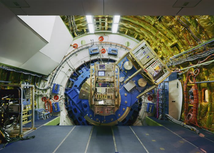Interior image of a space shuttle operation. 