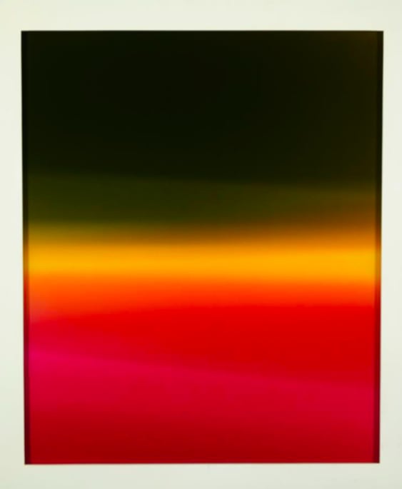 Vertical gradient composition of horizontal bars of red, yellow and black (bottom to top.)