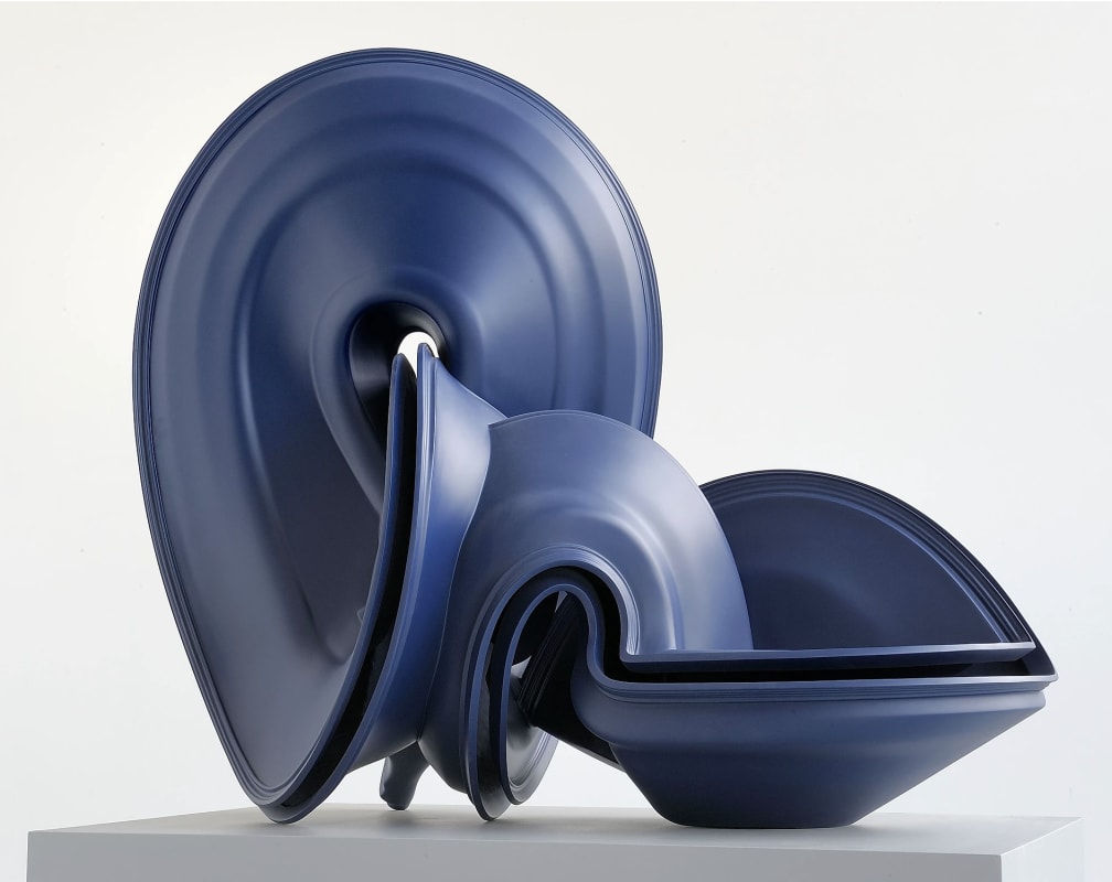 A curvy blue sculpture by Tony Cragg