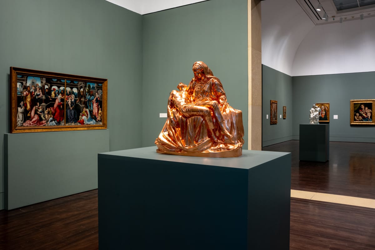 Installation view of Tavares Strachan, Black Madonna (Kadiatou Diallo and Amadou Diallo), 2022 at the Blanton Museum of Art, The University of Texas at Austin