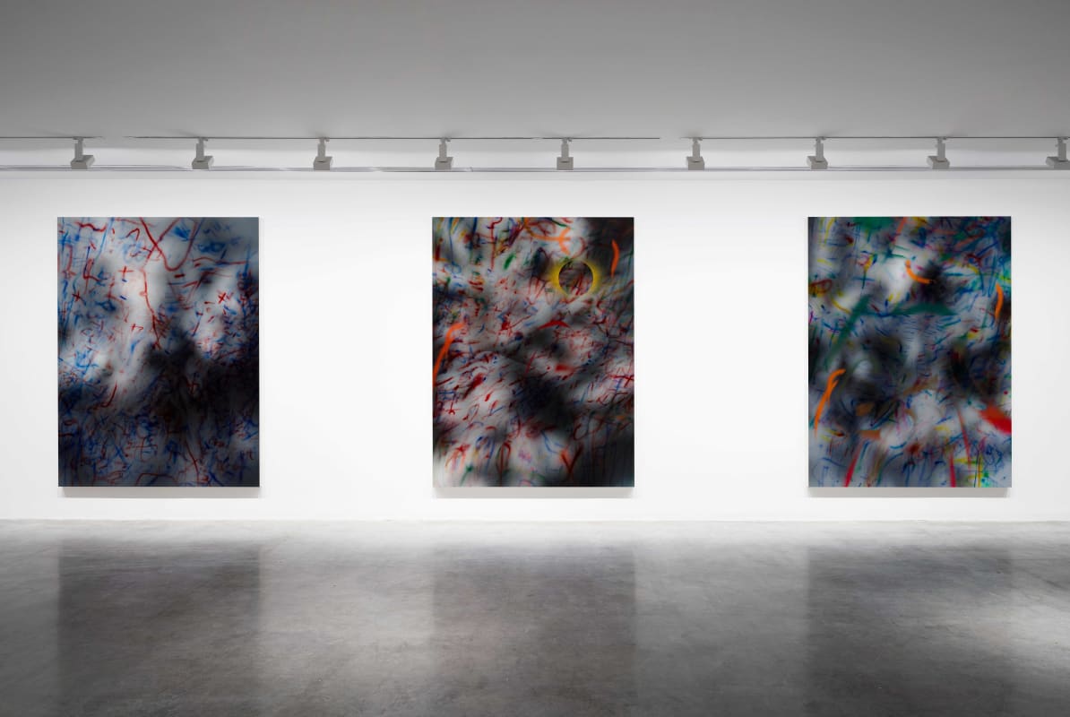 Installation v iew, Julie Mehretu: A Transcore of the Radical Imaginatory, Museum of Contemporary Art Australia, Sydney, 2024, image courtesy Julie Mehretu and Museum of Contemporary Art Australia © Julie Mehretu, photograph: Zan Wimberley