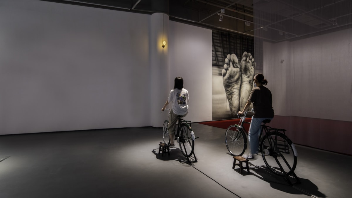 Installation view of “Maurizio Cattelan: Wish You Were Here” in Shenzhen