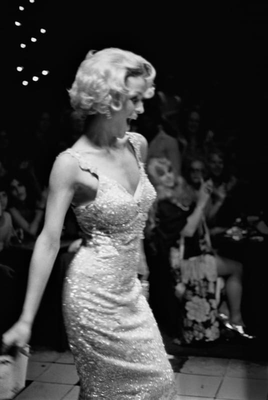 silver gelatin print of  Lola modeling as Marilyn, Boston, 1972. by Nan Goldin