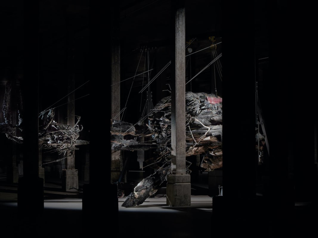 Installation views of Adrián Villar Rojas: The End of Imagination, 2022 in the Tank at the Art Gallery of New South Wales. © Adrián Villar Rojas, photo © Jörg Baumann