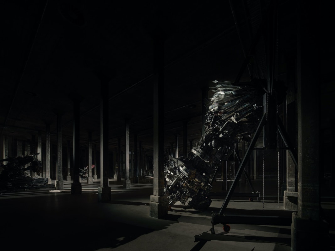 Installation views of Adrián Villar Rojas: The End of Imagination, 2022 in the Tank at the Art Gallery of New South Wales. © Adrián Villar Rojas, photo © Jörg Baumann