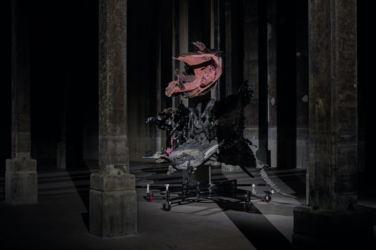 Installation views of Adrián Villar Rojas: The End of Imagination, 2022 in the Tank at the Art Gallery of New South Wales. © Adrián Villar Rojas, photo © Jörg Baumann