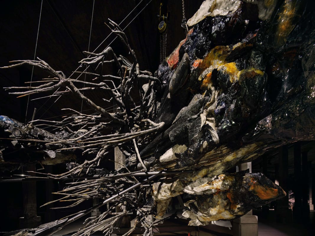 Installation views of Adrián Villar Rojas: The End of Imagination, 2022 in the Tank at the Art Gallery of New South Wales. © Adrián Villar Rojas, photo © Jörg Baumann