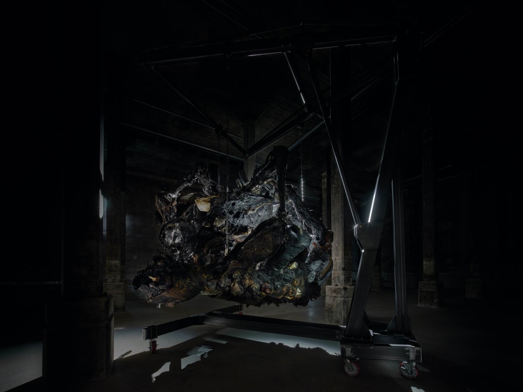 Installation views of Adrián Villar Rojas: The End of Imagination, 2022 in the Tank at the Art Gallery of New South Wales. © Adrián Villar Rojas, photo © Jörg Baumann