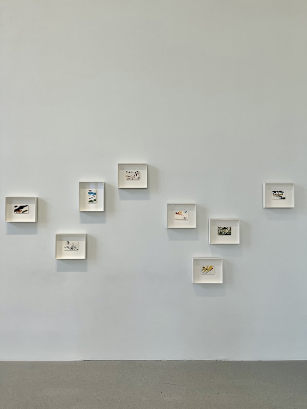 framed postcards, by Tacita Dean