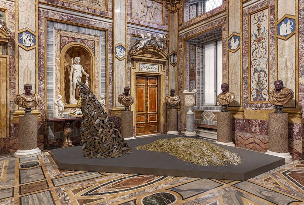 Installation view of exhibition by Giuseppe Penone at Galleria Borghese