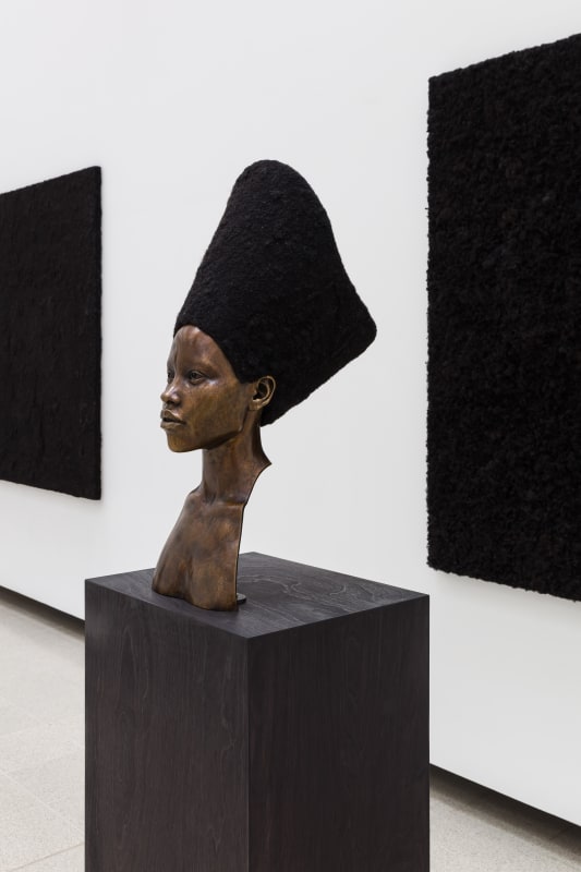 Installation view of Tavares Strachan: There Is Light Somewhere. A Map of the Crown (Jimma Ethiopia), 2023, and Mind Field series, 2023. Photo: Mark Blower. Courtesy the artist and the Hayward Gallery.