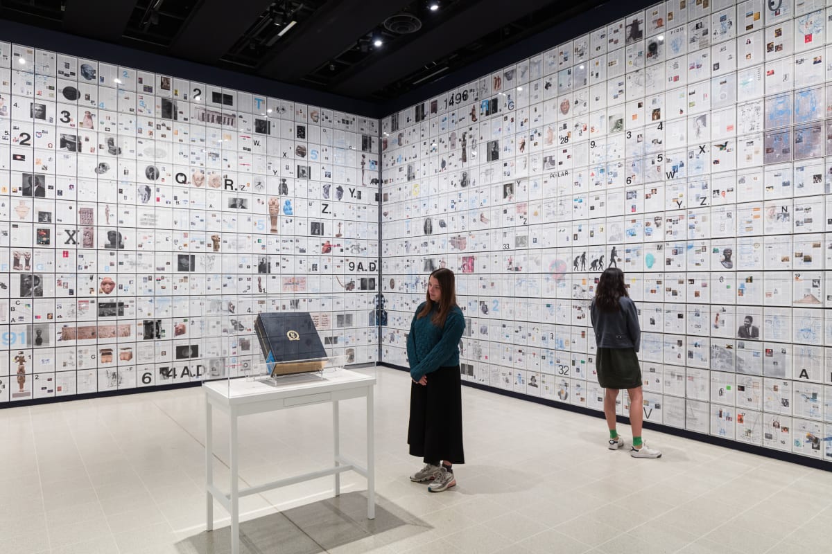 Installation view of Tavares Strachan: There Is Light Somewhere. The Encyclopedia of Invisibility, 2014-18, and Six Thousand Years, 2018. Photo: Mark Blower. Courtesy the artist and the Hayward Gallery.