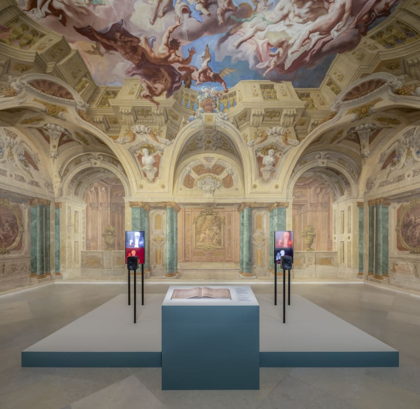 Installation view CARLONE CONTEMPORARY: Dara Birnbaum, Bruckner: Symphony Nr. 5 B-Dur. Photo credit: Johannes Stoll / Belvedere, Vienna © Bildrecht, Vienna 2024