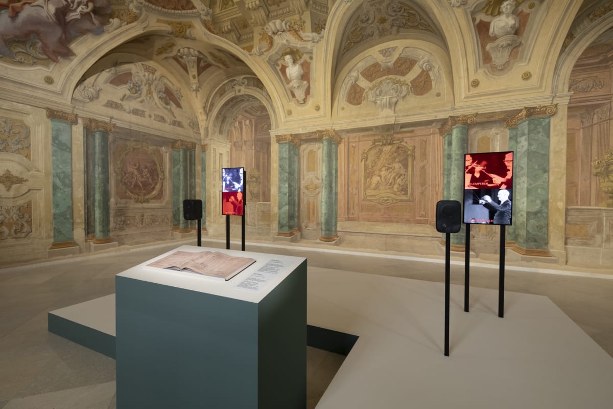 Installation view CARLONE CONTEMPORARY: Dara Birnbaum, Bruckner: Symphony Nr. 5 B-Dur. Photo credit: Johannes Stoll / Belvedere, Vienna © Bildrecht, Vienna 2024