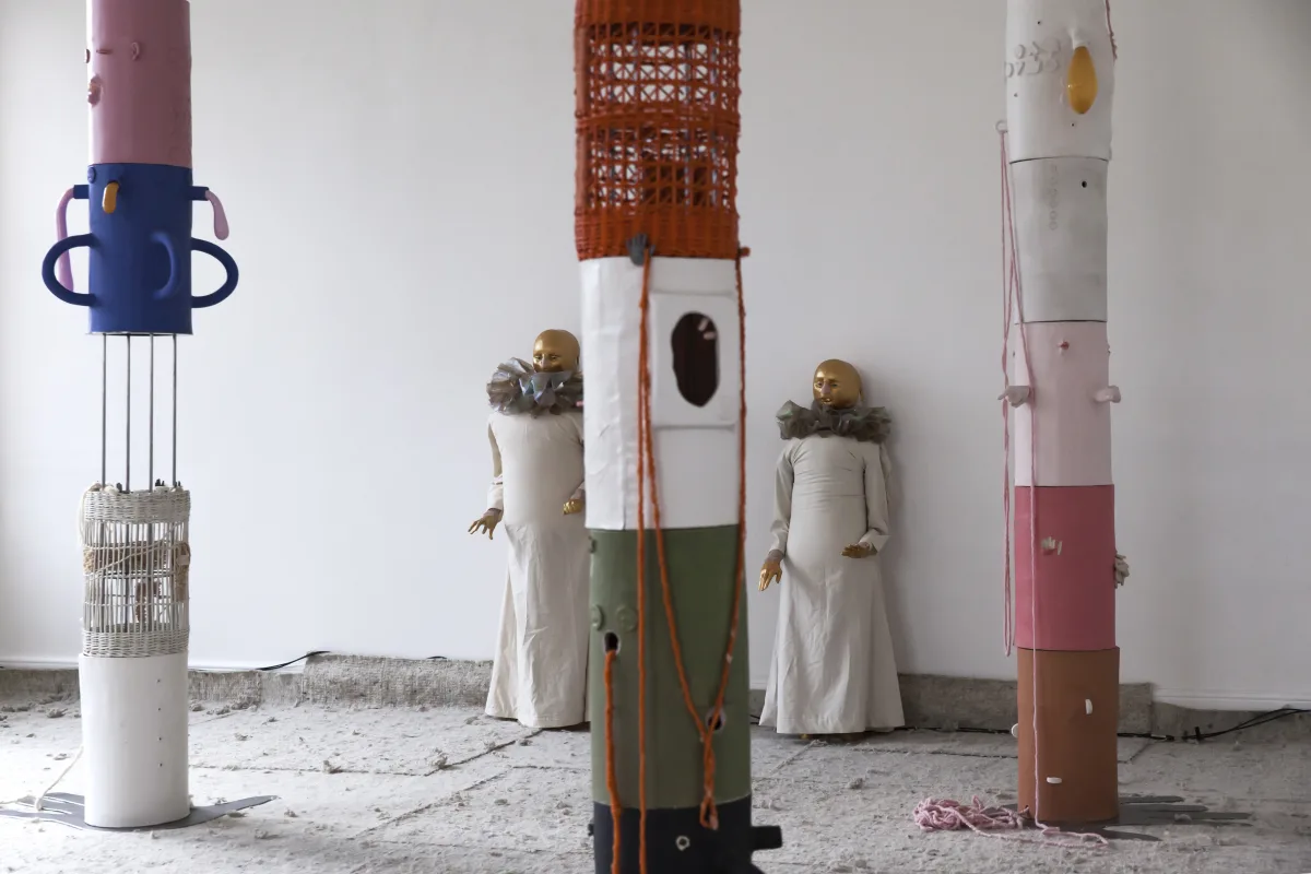 Image: 'The Gatekeepers' by Jonathan Baldock, with Florence Peake and Chlöe Herington
