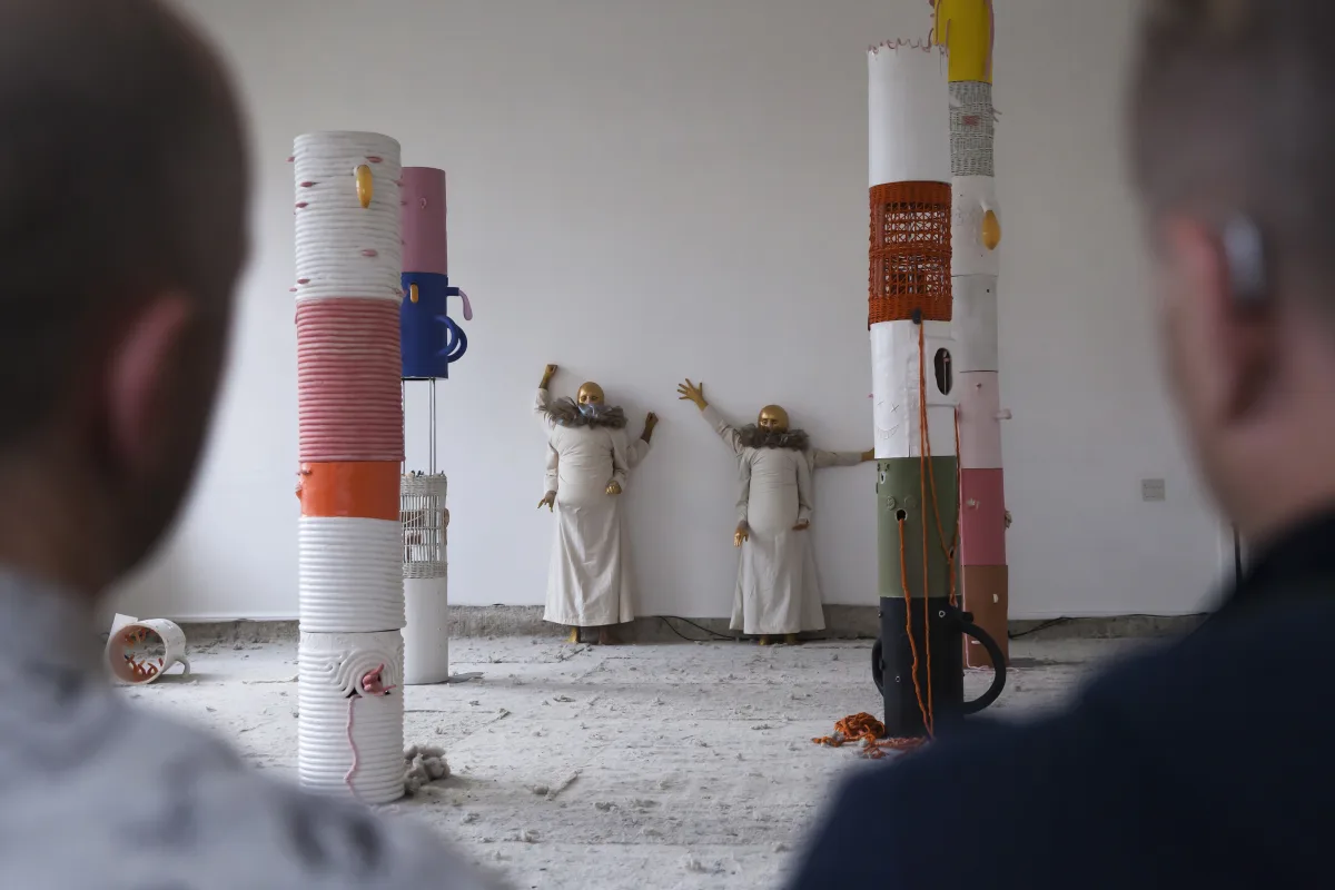 Image: 'The Gatekeepers' by Jonathan Baldock, with Florence Peake and Chlöe Herington