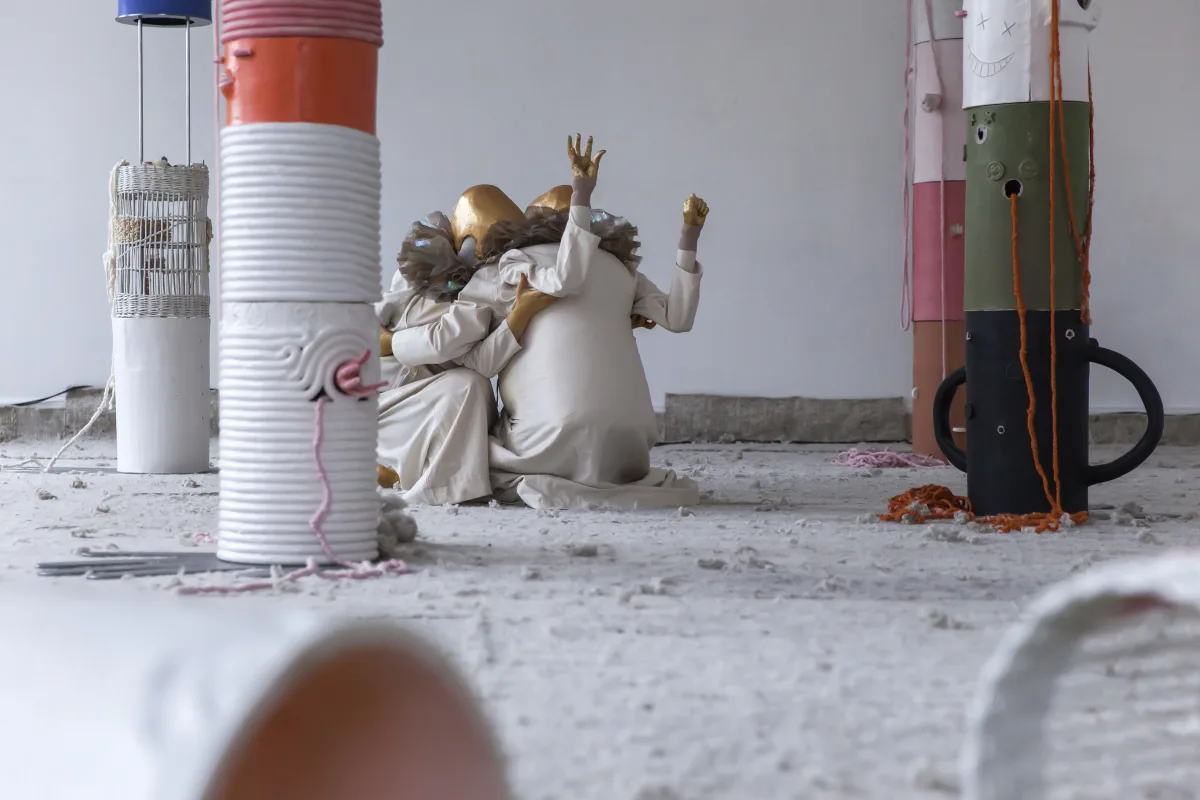 Image: 'The Gatekeepers' by Jonathan Baldock, with Florence Peake and Chlöe Herington