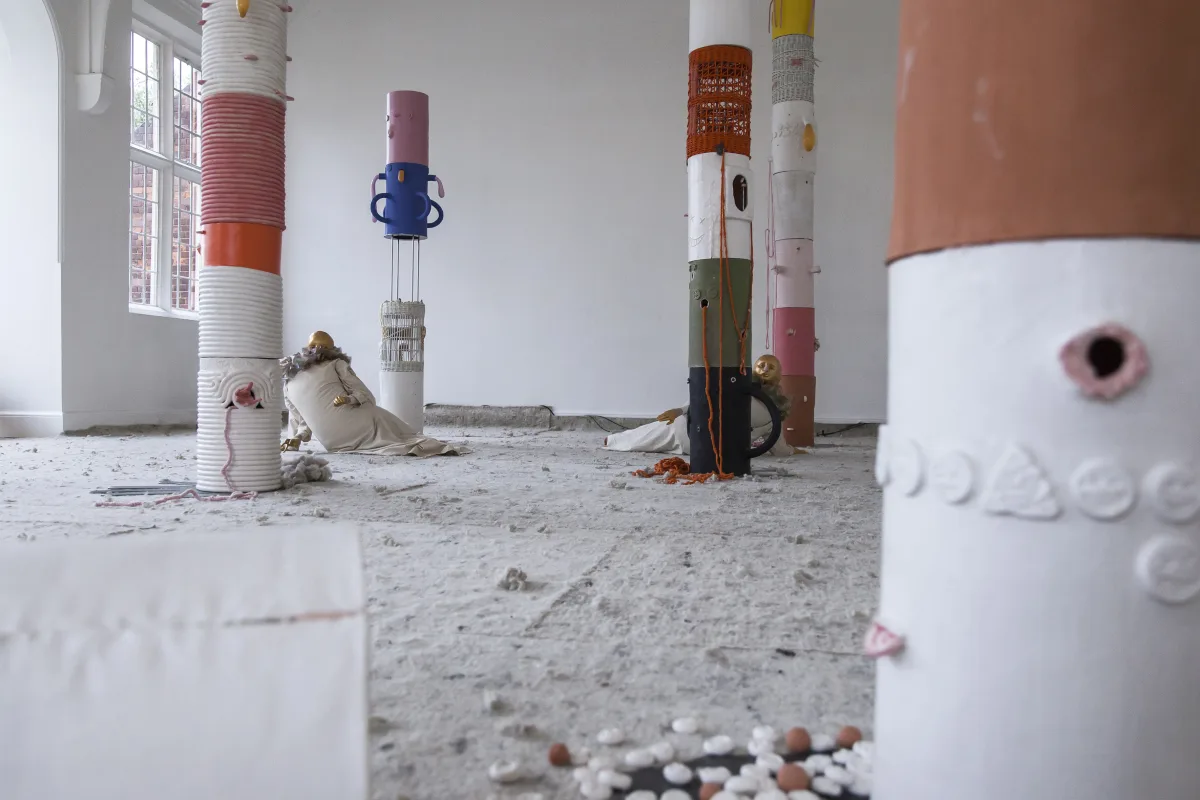 Image: 'The Gatekeepers' by Jonathan Baldock, with Florence Peake and Chlöe Herington