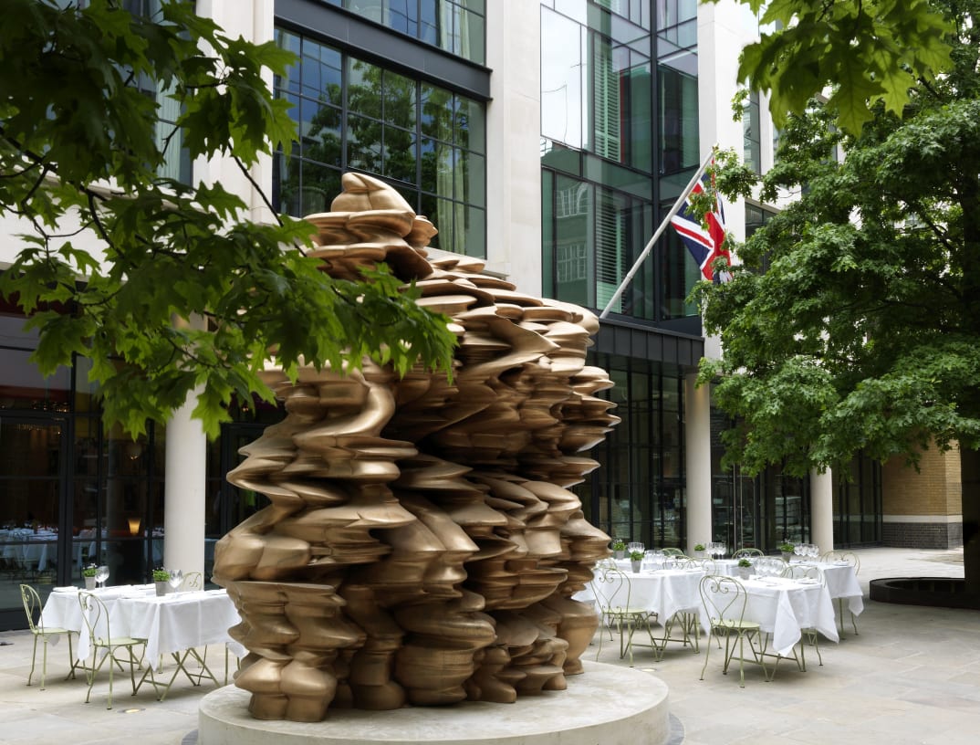 Tony Cragg's sculpture on display at Ham Yard Hotel