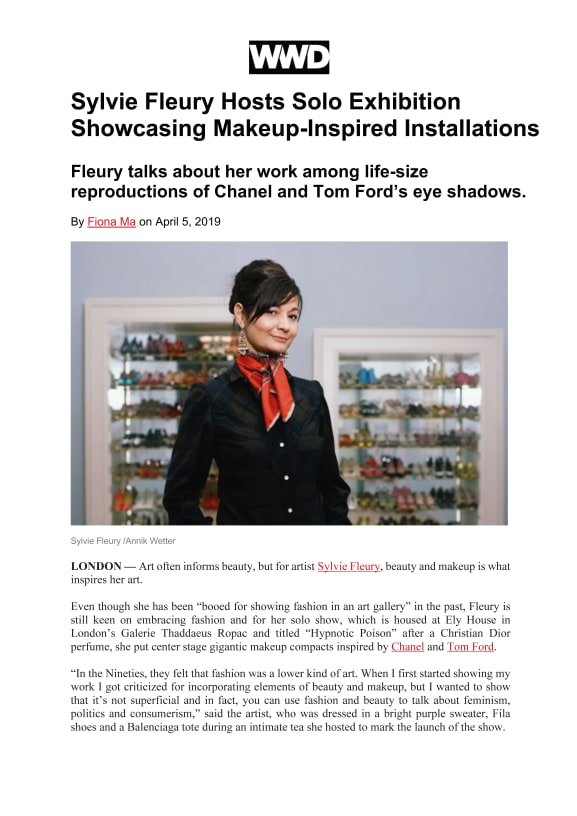 Sylvie Fleury Hosts Solo Exhibition Showcasing Makeup-Inspired Installations