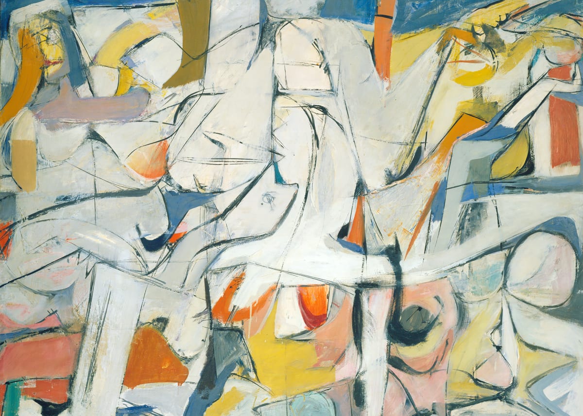 Untitled (Three Women), circa early 1950s, Oil on paper mounted on masonite, 42 1/4 x 53 1/2 inches