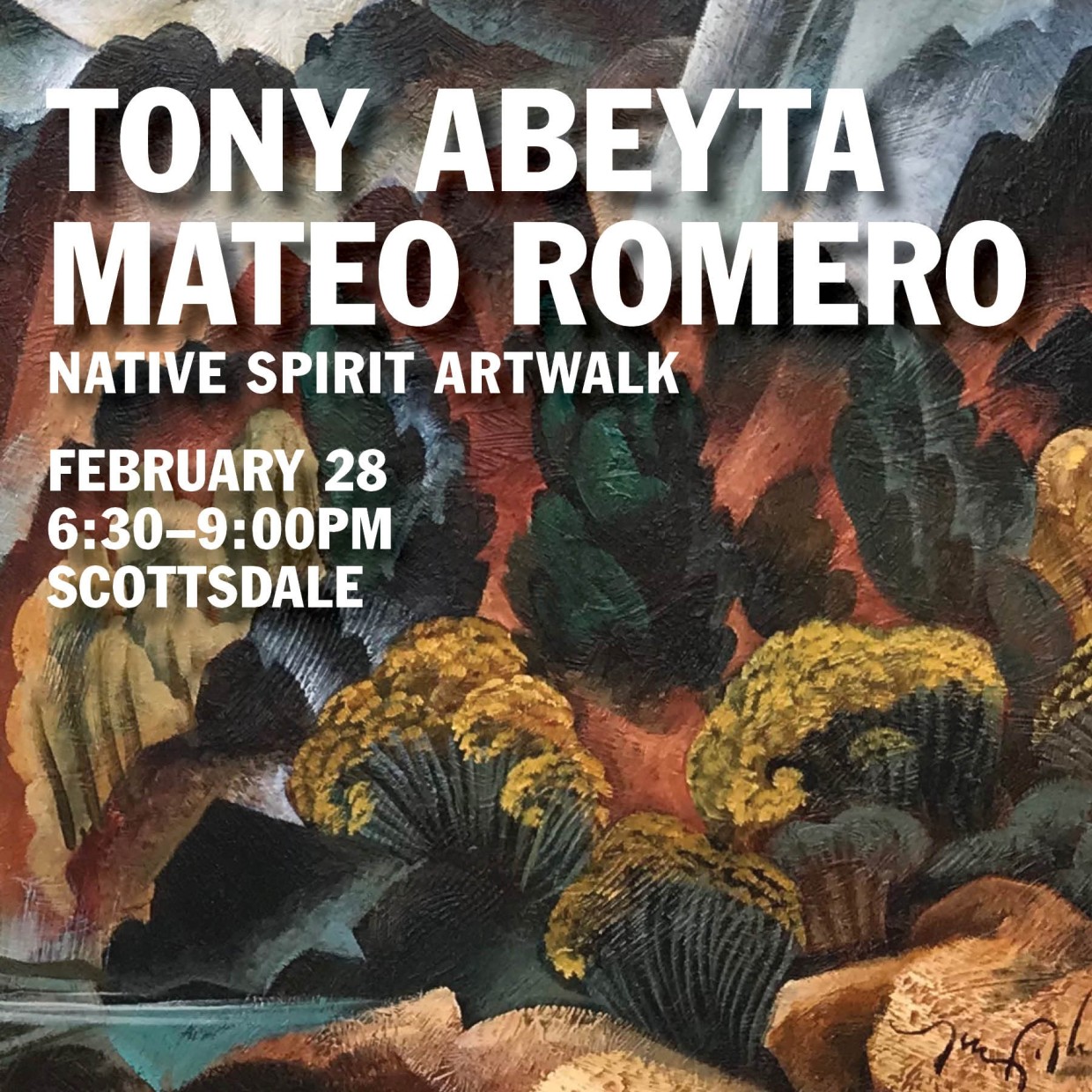 Tony Abeyta with Mateo Romero and work by Fritz Scholder