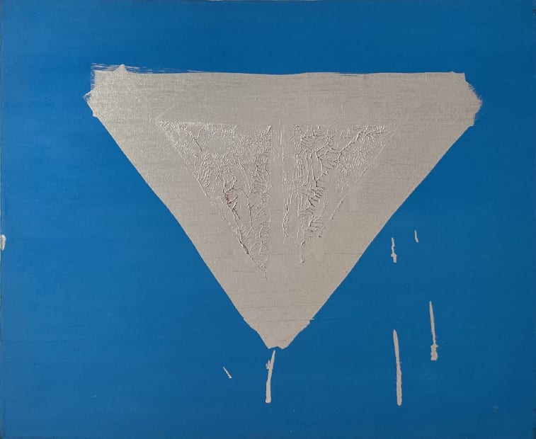 untitled (silver triangle on blue), 1986