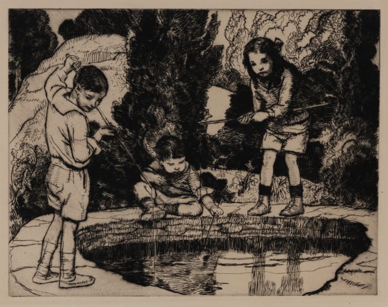 Three Children Fishing