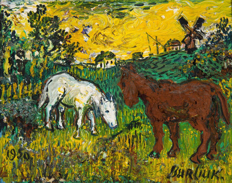 Untitled (Red and White Horses in Landscape), 1950