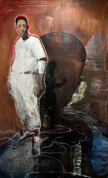 Chalk Lined Baller, oil on linen, 72